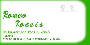 romeo kocsis business card